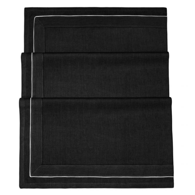 Black Tablecloth with White Piping