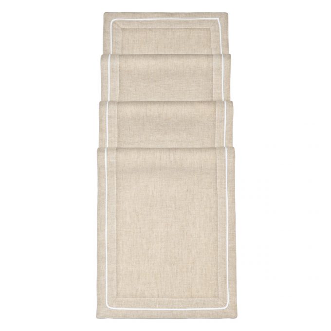 Oatmeal Table Runner with White Piping